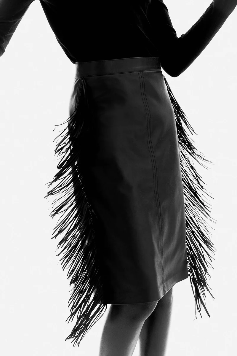 H&M Fringed coated skirt