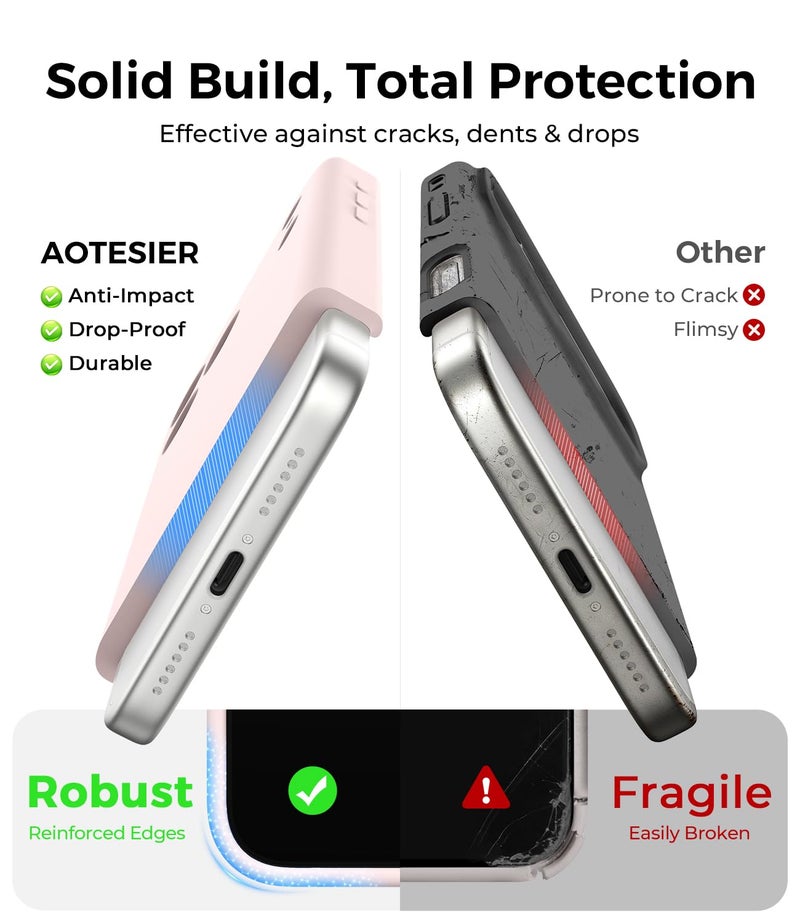 AOTESIER Compatible with iPhone 17 Pro Max Case, Silicone Upgrade [Full Camera Protection][Integrated Camera Control Button] Shockproof Protective Phone Case with Anti-Scratch Lining, Chalk Pink - Image 5