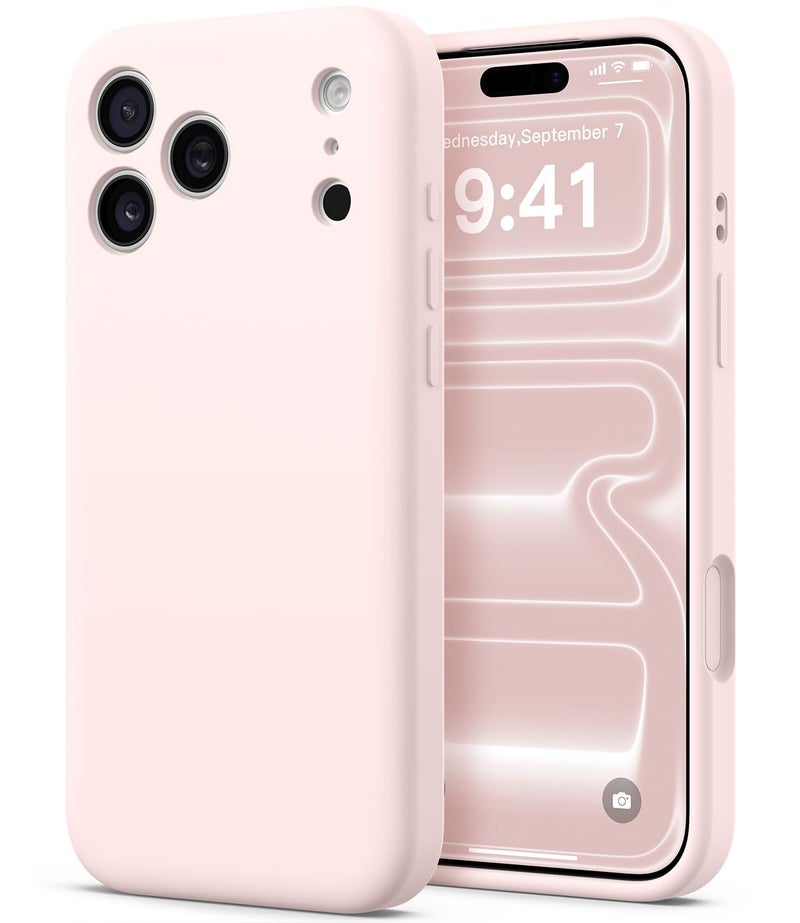 AOTESIER Compatible with iPhone 17 Pro Max Case, Silicone Upgrade [Full Camera Protection][Integrated Camera Control Button] Shockproof Protective Phone Case with Anti-Scratch Lining, Chalk Pink - Image 1