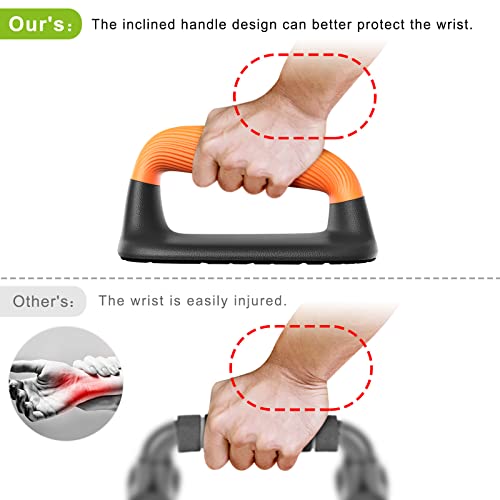 Kipika Push Up Bars, Pushup Stands, Anti-Slip Soft Plastic Push Up Handles, Bottom Anti-Slip Pad, Strength Training Equipment, Perfect for Floor Workout Exercise Black&Orange - Image 3