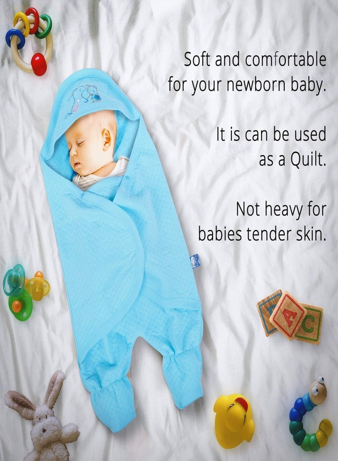 Pokory Warm Wrap New Born Infant Baby Girls and Boys Luxury Soft Warm Wrapper Cover Winter Blanket Cum Quilt Towel Sleeping Bag Wrap for 0 to 12 Months -Turquoise - Image 3