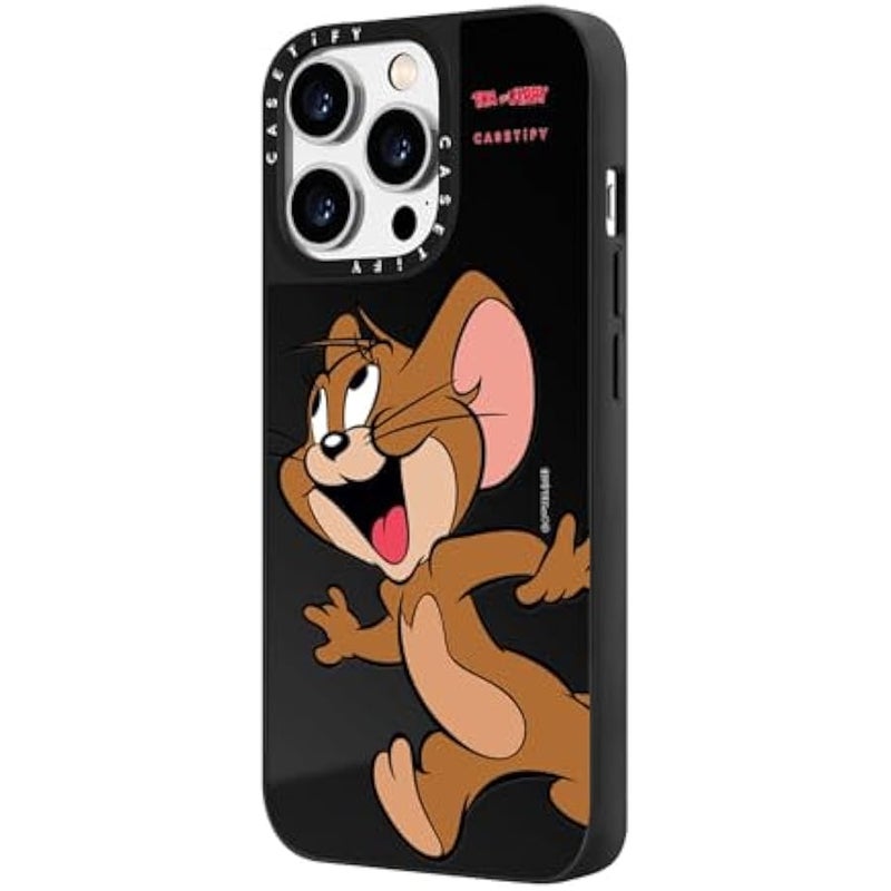 Casetify Mirror Case for iPhone 14 Pro 【Tom and Jerry Colab/Reflective / 4.9ft Drop Protection/Compatible with Magsafe】 - Jerry Character - Black on Black - Image 4