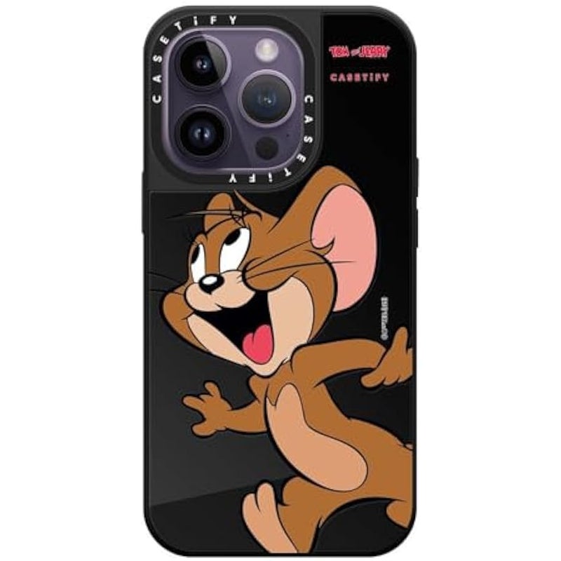 Casetify Mirror Case for iPhone 14 Pro 【Tom and Jerry Colab/Reflective / 4.9ft Drop Protection/Compatible with Magsafe】 - Jerry Character - Black on Black - Image 1