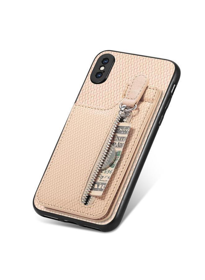 اس-توب جراب هاتف iPhone X / XS مصنوع من ألياف الكربون مع سحاب وقلاب عمودي - Image 4