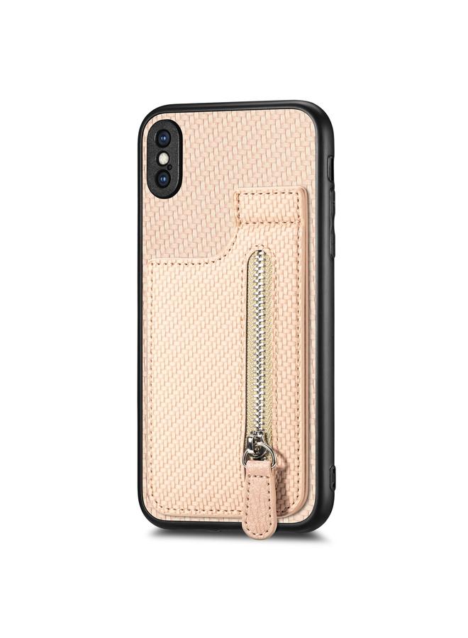 اس-توب جراب هاتف iPhone X / XS مصنوع من ألياف الكربون مع سحاب وقلاب عمودي - Image 2