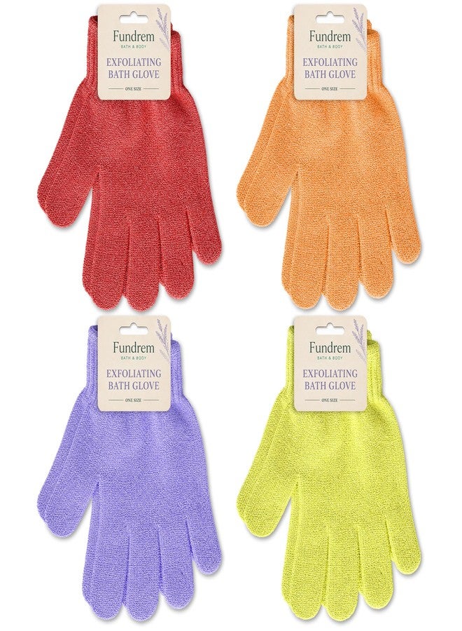 Fundrem 4 Pairs Exfoliating Gloves for Shower, Shower Gloves, Body Scrubber, Korean Exfoliating Mitt Body Scrubber, Microfiber Bath Gloves, Exfoliate Sponge Loofah Wash, Shower Scrubber - Image 1