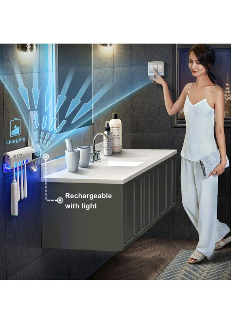 ELTRAZONE UV Toothbrush Sanitizer, Bathroom Toothbrush Holder Wall Mounted Ultraviolet Light Sterilizer,Toothbrush Organizer for Home, Bathroom, Shower (White)  - Image 2