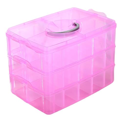 SHUTTLE ART 3 Layers Things & Crafts Storage Box With 30 Adjustable Compartments For Organizing Washi Tape,Accessories,Kids Toy,Beauty Supplies,Nail Polish,Jewelry, pack of 1,color Pink - Plastic - Image 5