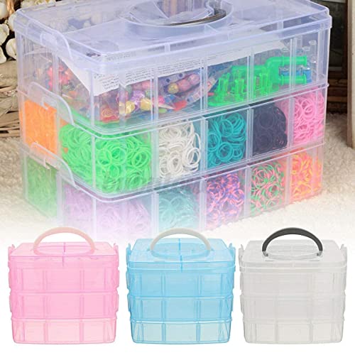 SHUTTLE ART 3 Layers Things & Crafts Storage Box With 30 Adjustable Compartments For Organizing Washi Tape,Accessories,Kids Toy,Beauty Supplies,Nail Polish,Jewelry, pack of 1,color Pink - Plastic - Image 3