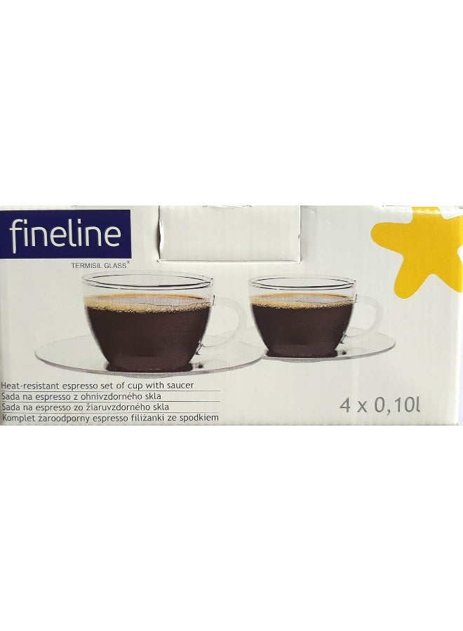 ترميسيل طقم أكواب إسبريسو مع صحن مكون من 4 قطع بسعة 100 مل شفاف - Image 3