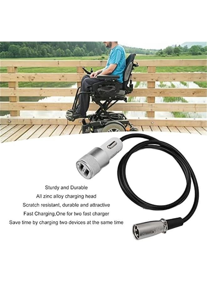 Dual Port Scooter USB Charger, 1 for 2 USB Mobility Scooter Fast Phone USB Charger, for Power Chairs, Mobility Scooters, Electric Wheelchair, E-Bike, Phone Power Accessory - Image 3