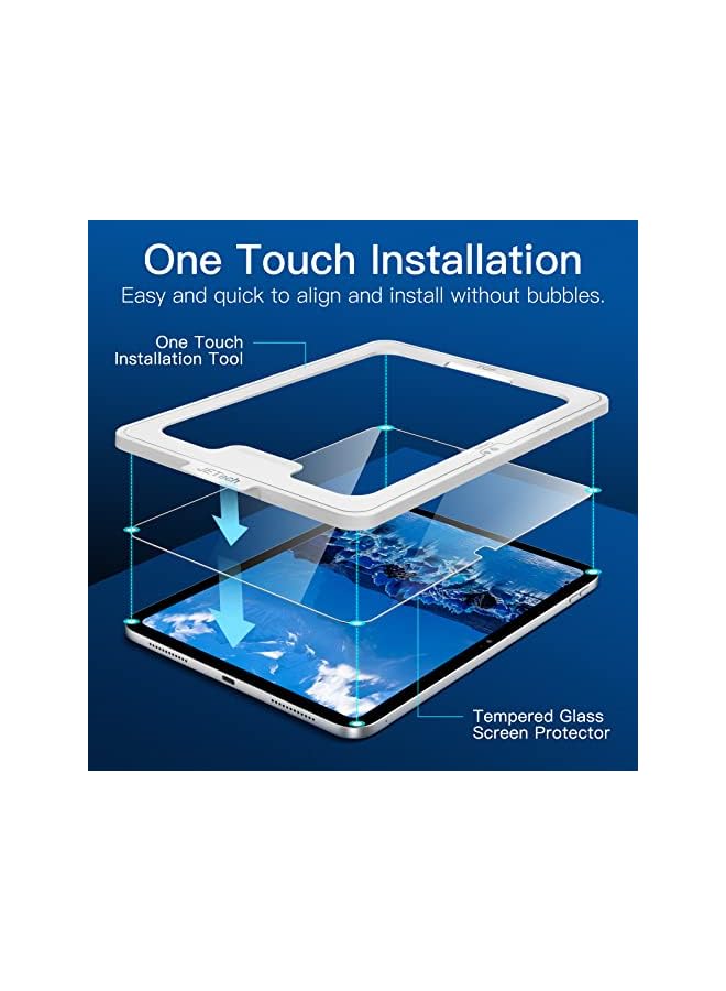 Jetech واقي شاشة One Touch Install لجهاز iPad 10 (10.9 بوصة، موديل 2022، الجيل العاشر)، طبقة زجاجية مقسّاة مع مجموعة أدوات المحاذاة التلقائية، شفاف عالي الدقة - Image 2