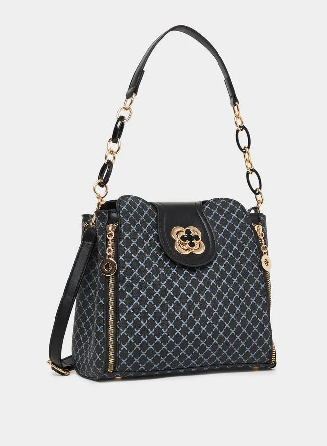 Take Two Take Two Printed Zip Detail Chain Strap Shoulder Bag