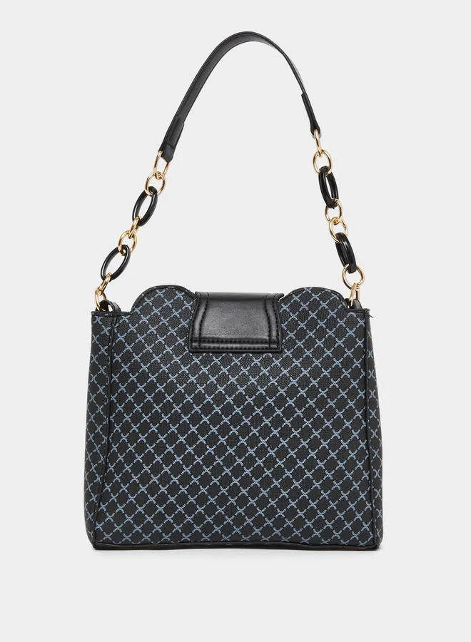 Take Two Take Two Printed Zip Detail Chain Strap Shoulder Bag