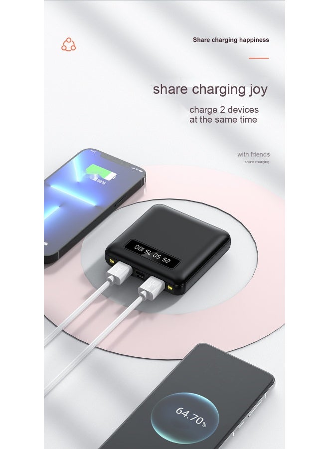 10000mAh Power Bank LED Digital Display Mini Portable Power Bank Slim and Lightweight Mobile Charger (Black)  - Image 3