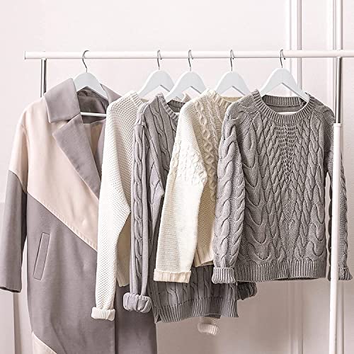 ZEPOLI Wooden Hanger for Clothes Hanging Wardrobe | Water Resistant and Moist Free | Non-Slip Bar and Precisely Cut Notches, 360 Degree Swivel Chrome Hook (4 Pack, White) - Image 4
