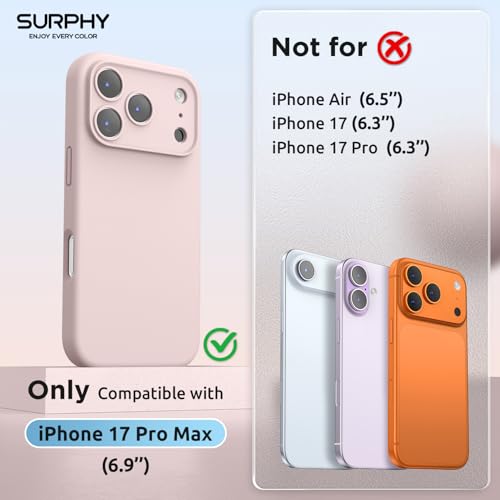 SURPHY Case for iPhone 17 Pro Max Case Compatible with MagSafe 69 inch 2025 Liquid Silicone 17 Pro Max Phone Cases Whit Soft Microfiber Lining Pink Sand - Image 3