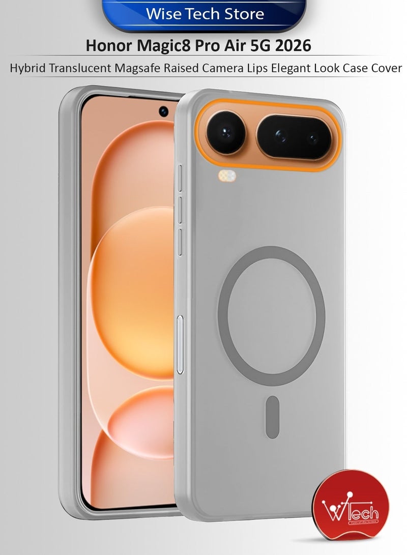 Wtech Honor Magic8 Pro Air 5G 2026 Hybrid Translucent Magsafe with Magnetic Charging Raised Camera Lips Elegant Look Case Cover (MCMPMN) - Grey - Image 1
