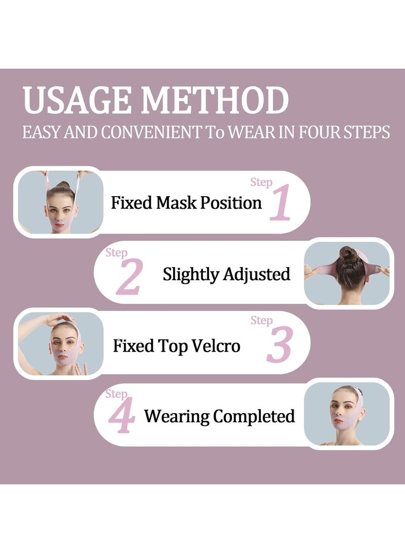 Generic Double Chin Reducer, V Line Mask Facial Slimming Strap, Reusable Face Lifting Belt, Chin Up Eliminator, Breathable & Comfortable, Anti-Sagging Jawline Shaper for Women & Men (Purple)  - Image 5