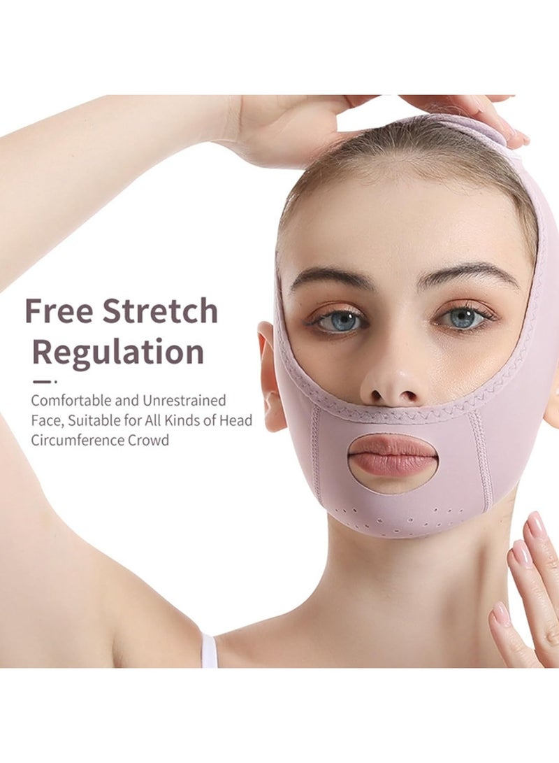 Generic Double Chin Reducer, V Line Mask Facial Slimming Strap, Reusable Face Lifting Belt, Chin Up Eliminator, Breathable & Comfortable, Anti-Sagging Jawline Shaper for Women & Men (Purple)  - Image 2