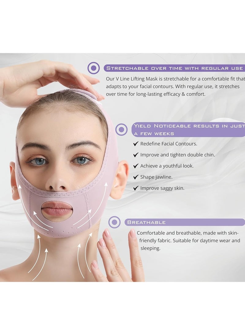 Generic Double Chin Reducer, V Line Mask Facial Slimming Strap, Reusable Face Lifting Belt, Chin Up Eliminator, Breathable & Comfortable, Anti-Sagging Jawline Shaper for Women & Men (Purple)  - Image 4