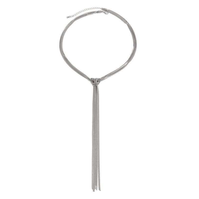 و بسيطة الأعمال طويلة عقدة Tassel قلادة الموضة متعددة الطبقات على شكل Y تصميم حس سلسلة قلادة للنساء - Image 5