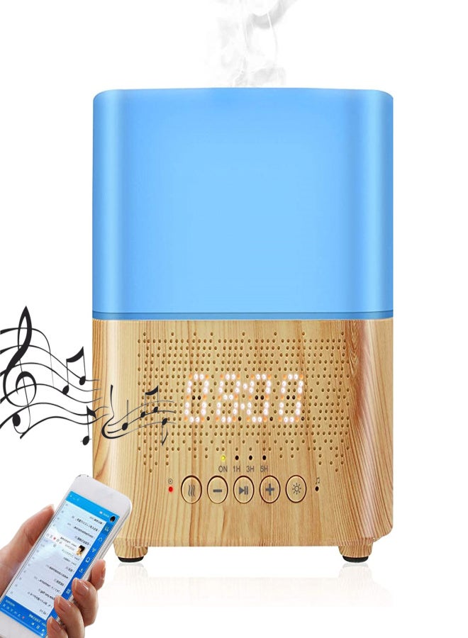 Aromatherapy essential oil diffuser humidifier, 300ML ultra-modern aromatic diffuser with time display, Blue-tooth speaker, LED night light, alarm clock, 7 color changes, suitable for home office - Image 1