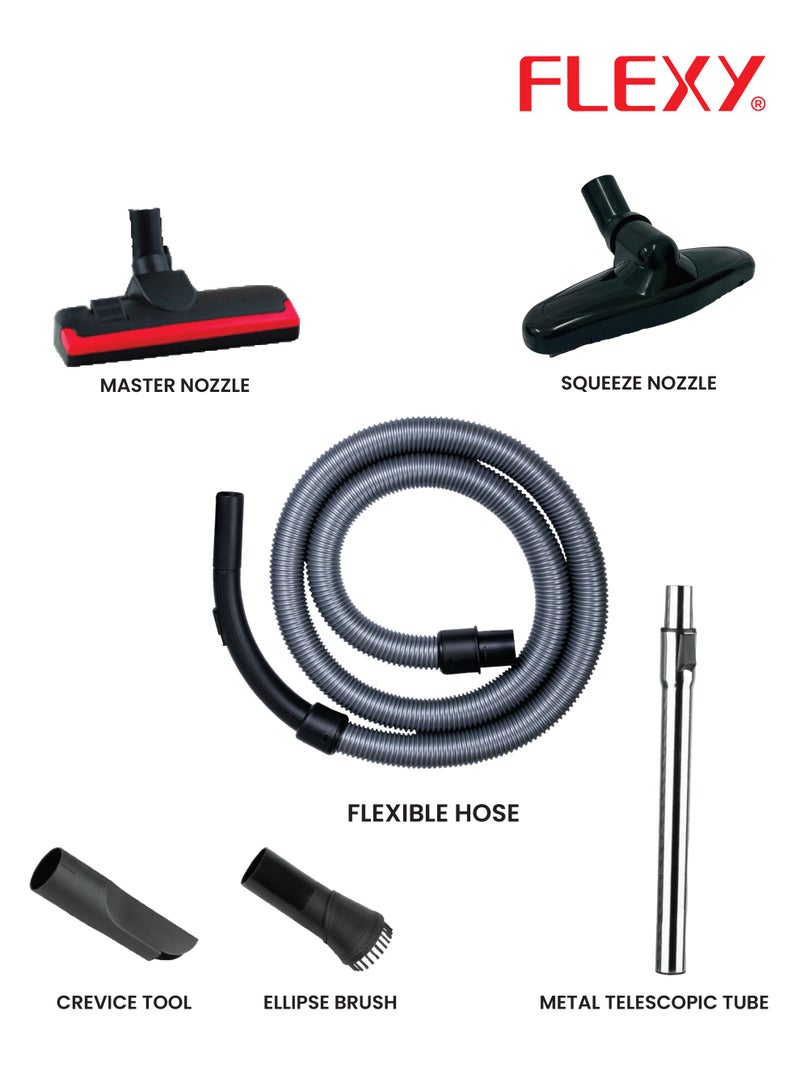 Flexy 3-in-1 Vacuum Cleaner Wet/Dry/Blow, 2400W Max Power, 28L Steel Tank, Super Suction, Full Accessories Set, Low Noise, Made in Malaysia – Premium - Image 5