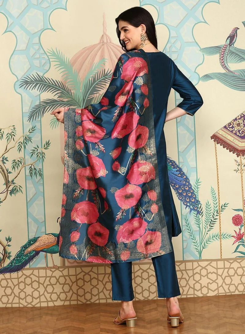 ISHIN  Women NAVY BLUE Kurta Set with Duppatta for Women | Best Price UAE