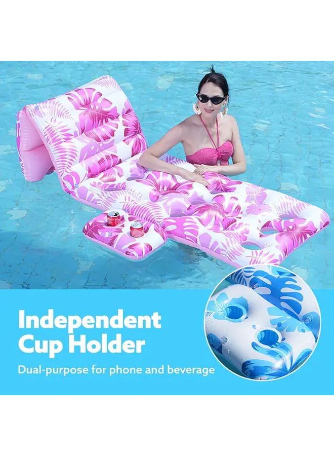 Multifunctional Blue Recliner Adjustable Backrest Pool Float With Cup Holder - Image 4