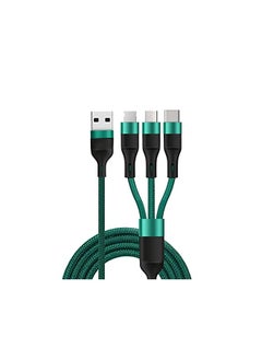 MiOne Cable, Mione 3-in-1 66W 5A Nylon PD Fast Charging Cable, USB A to Type-C Micro USB 4FT Cable, Support Quick Charger Compatible with Apple/Samsung/Huawei, Pad Not Supported (Green)  - Image 2
