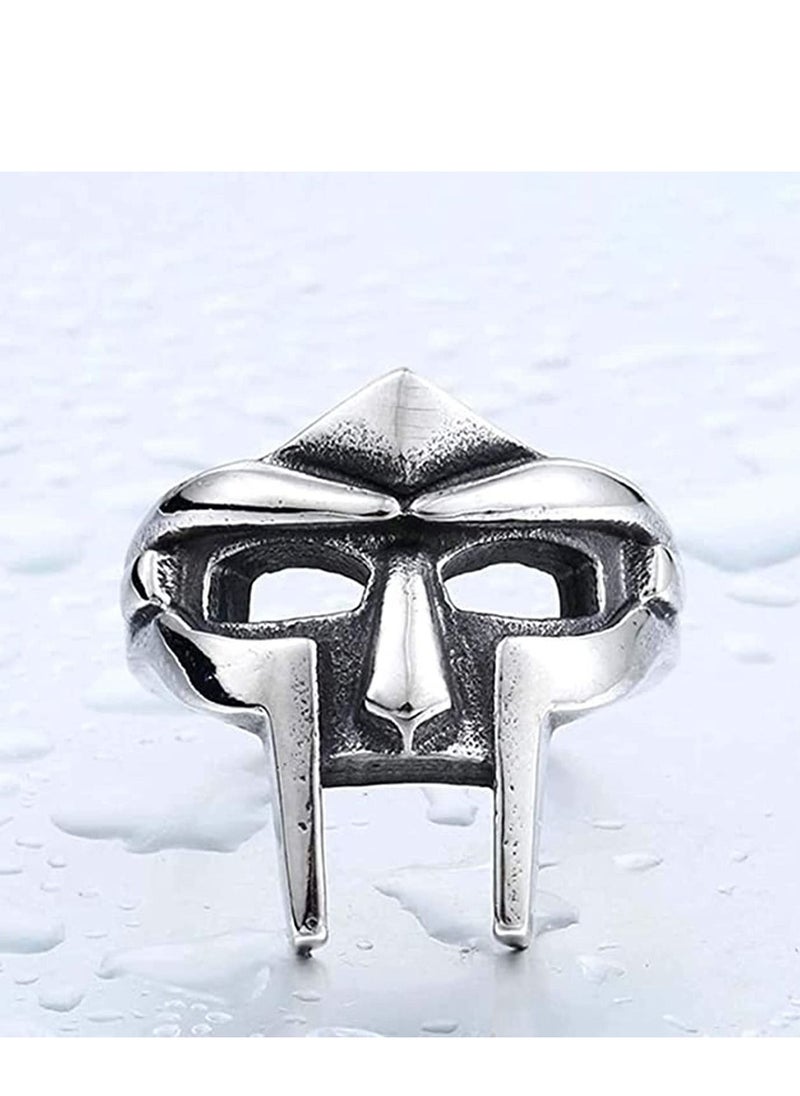 KASTWAVE - 1/2 Pcs Doom Mask Ring - Size 7-14, Egyptian Pharaoh Ring, Viking Men's Rings, Vintage Biker Ring, Punk Gladiator Style Stainless Steel Ring Silver Male Ring Jewelry Accessory - Image 1