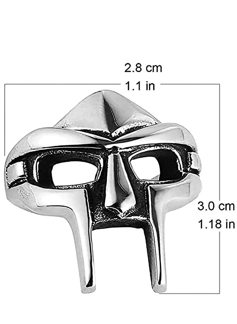KASTWAVE - 1/2 Pcs Doom Mask Ring - Size 7-14, Egyptian Pharaoh Ring, Viking Men's Rings, Vintage Biker Ring, Punk Gladiator Style Stainless Steel Ring Silver Male Ring Jewelry Accessory - Image 1