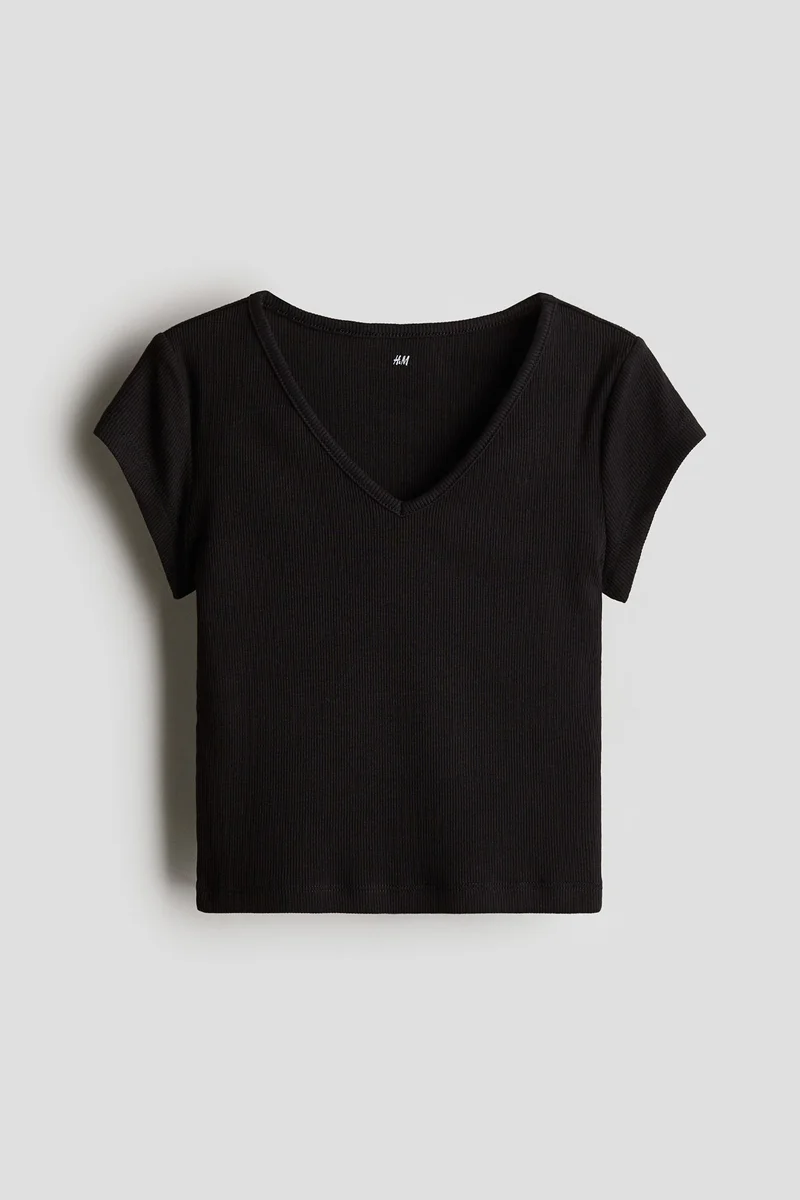 اتش اند ام Ribbed cotton jersey top