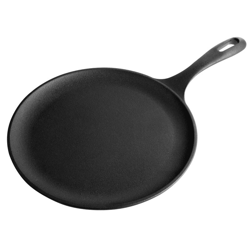 Victoria 105Inch Cast Iron Comal Griddle Pan with a Long Handle Preseasoned with Flaxseed Oil Made in Colombia