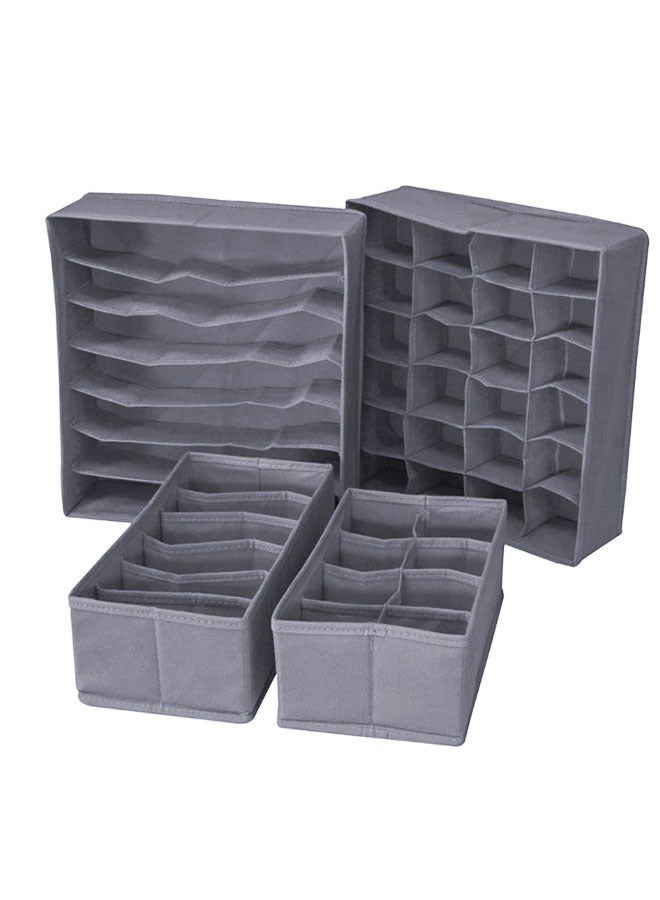 Generic 4-Piece Foldable Underwear Socks Storage Box, Foldable Closet Drawer Organizers Divider, Closet Dresser Drawers Storage Boxes for Clothes Panties Underwear Sock Ties (Dark Grey)  - Image 3