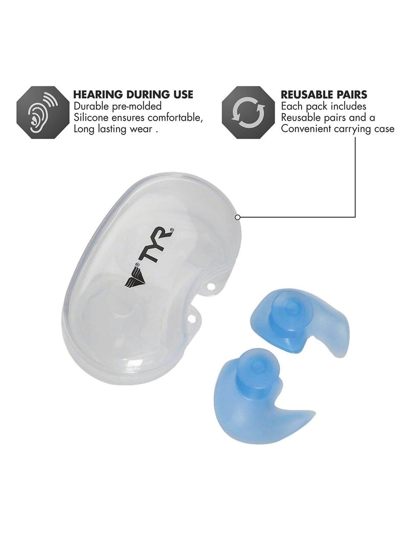 TYR Silicone Molded Ear Plug Swim Equipments & Accessories For Men & Women (White/Blue,One size) - Image 3