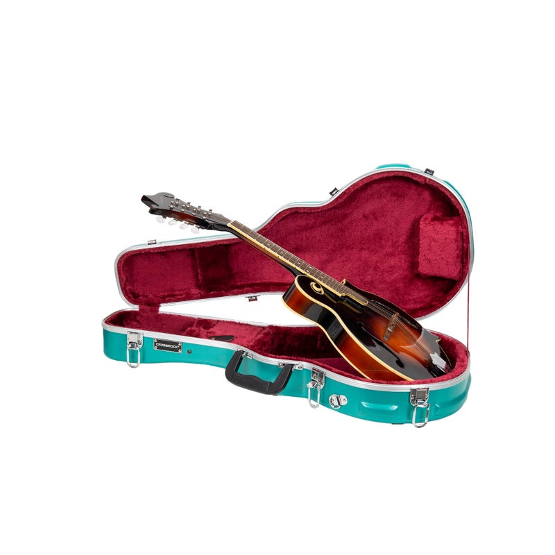 Crossrock ABS Molded Case for FStyle Mandolin Matte Textured Finish Plush Interior Locking Latch Backpack Straps Durable Hardshell ProtectionMint Blue CRA862MFMB - Image 2