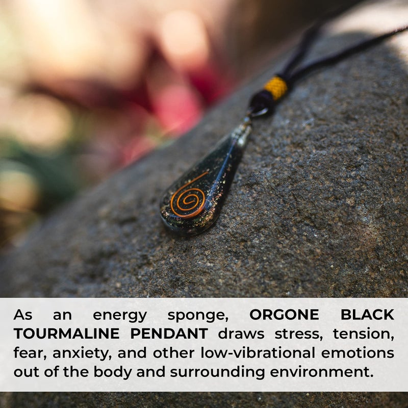 Orgonite Crystal Emotional Body Purification Black Tourmaline Orgone Crystal Tear Drop pendant for Strengthen Immune System - Swallows Negative Energy - Positivity - Image 5