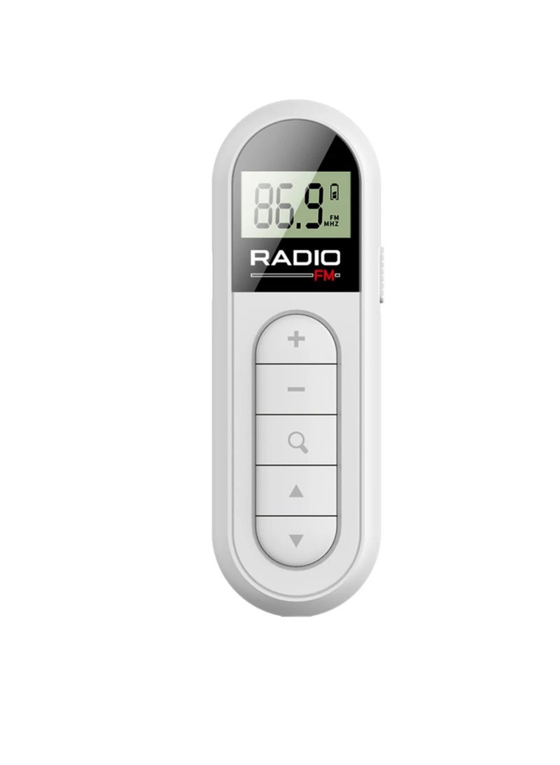 AROAQ Mini Pocket FM Radio, Durable Pocket Clip Radio With 3.5mm Headphones, Rechargeable Portable Radio Receiver With Backlight LCD Display For Walk Jogging Camping, (1pc, White)  - Image 1