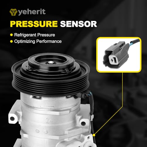 YEHERIT AC Compressor with Clutch with Clutch Compatible with Honda Accord 2003-2007, Odyssey 2005-2007, Pilot 2005-2008, Ridgeline & Acura MDX TL, 3.0L 3.2L 3.5L w/One Plug - Image 4