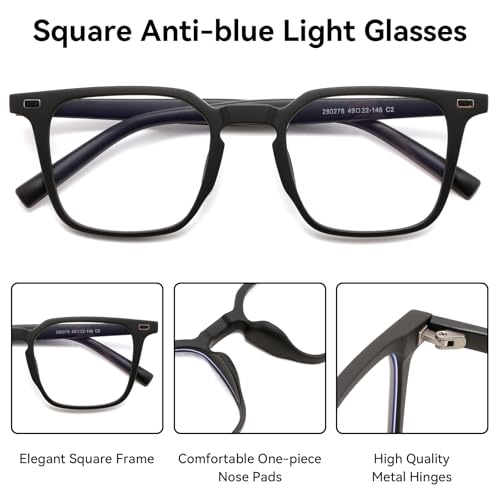 Karsaer Bluecut & Antiglare Computer Eyeglasses For Eye Protection and Strain For Men & Women | Medium | Square E1392 - Image 5