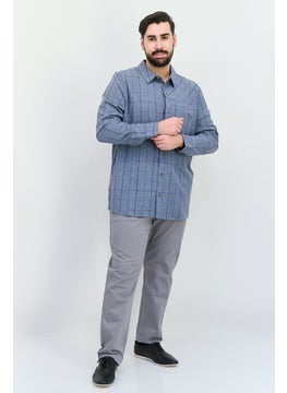 Avalanche Men Regular Fit Checkered Long Sleeves Casual Shirt, Slate Blue  - Image 4