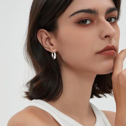 KesaPlan 925 Sterling Silver Earrings Silver Hoop Earrings for Women Small Huggie Hoops, Lightweight Chunky Hoops, Hypoallergenic Nickel-Free Elegant Everyday Jewelry, Dainty Silver Earrings for Gifts - Image 3