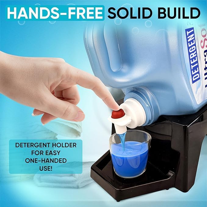 Skywin TidyFriend Laundry Detergent Dispenser with Tray, Laundry Soap Dispenser with Non-Slip Rubber Feet for Washing Room Organization, Easy Pour (Black) - Image 3