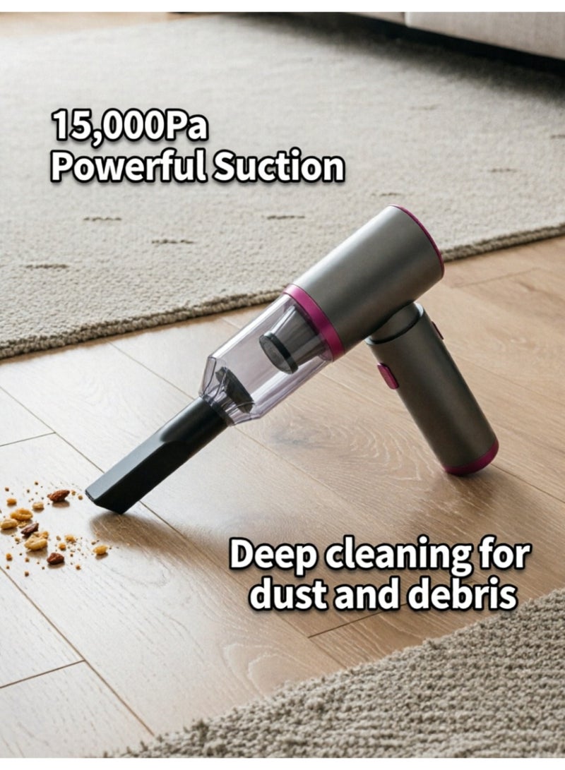 Mini Handheld Car Vacuum Cleaner with15000Pa, 100W 3-Speed Brushless Motor and Multi-Nozzles for Car, Home & Pet - Image 4