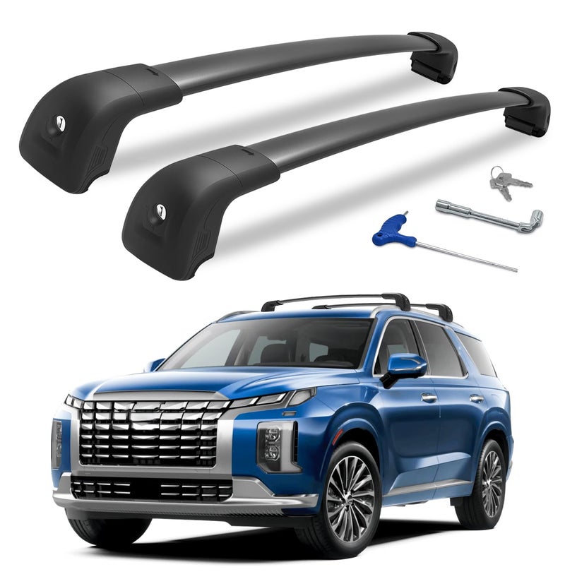 HmmtRack حوامل سقف بقدرة 300 رطل متوافقة مع هيونداي باليسايد 2019-2025 SE SEL XRT Limited Calligraphy حوامل أمتعة قابلة للقفل لحمل الأمتعة والزوارق والدراجات الثلجية
