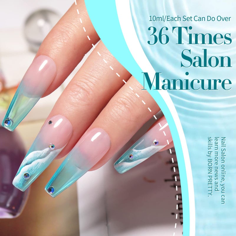 Born Pretty Jelly Gel Nail Polish Set Spring Summer Crystal Glass Translucent Pastel Gel Polish Blue Red Green Yellow Pink Soak Off U v Gel Polish 7ML 6PCS - Image 5