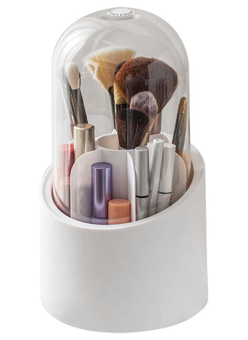 Generic - Cosmetic Brush Organizer with Lid 360 Degree Rotating Makeup Holder Dustproof Storage Container for Makeup and Beauty Products - Image 1