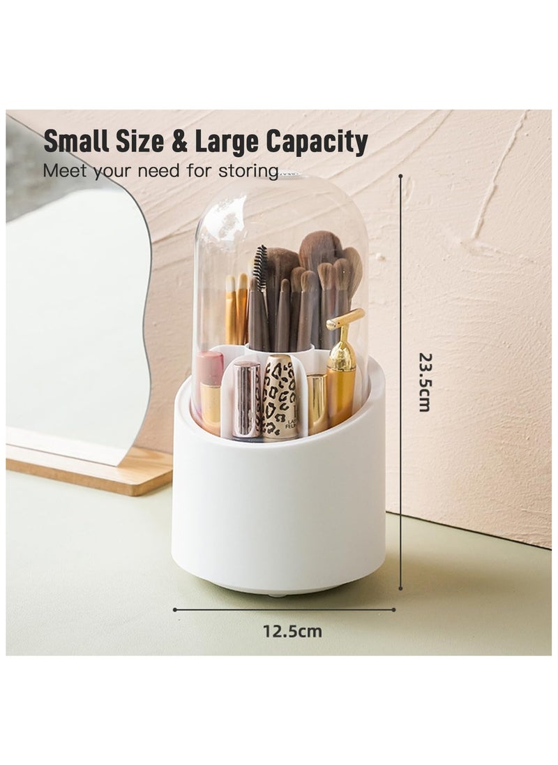 Generic - Cosmetic Brush Organizer with Lid 360 Degree Rotating Makeup Holder Dustproof Storage Container for Makeup and Beauty Products - Image 1